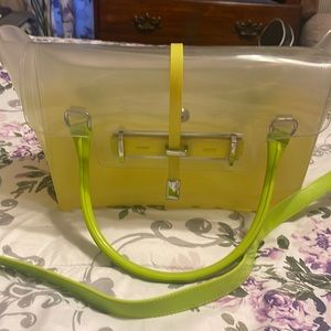 Furla green and yellow Womens clear plastic handbag
